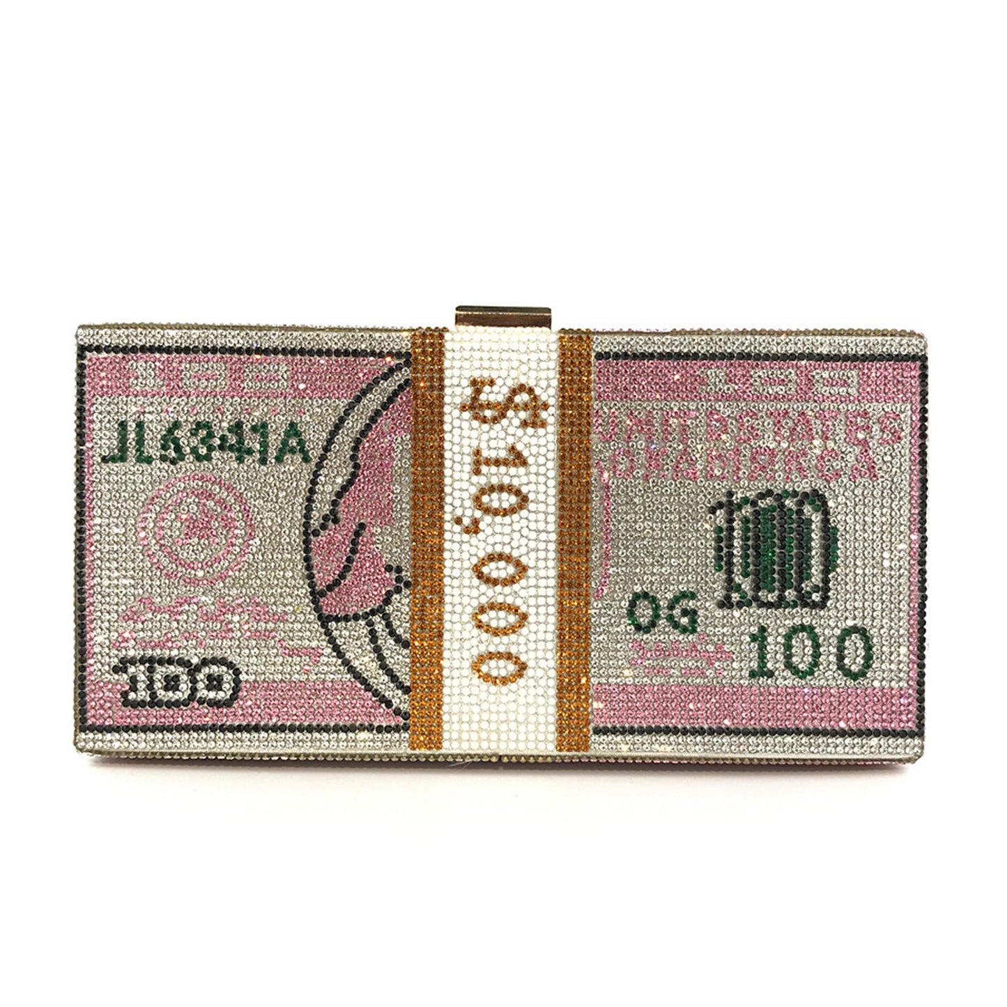 Dollar Cash Bag Rhinestone Money Shoulder Bag Bill Diamond Clutch Purse Pink