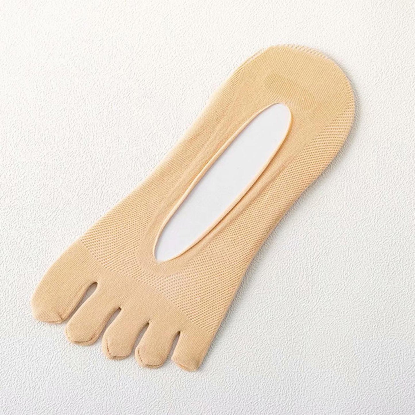 Women FIVE FINGER SOCKS with Silicone Pad Toe Sock Invisible Low Cut Skin