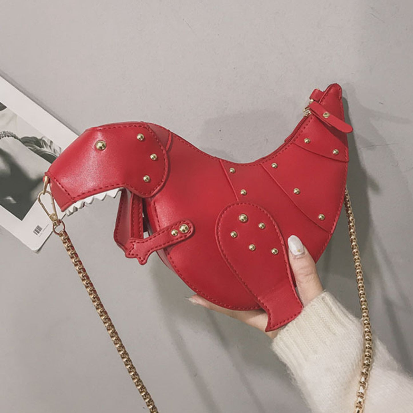 Women Cartoon Shoulder Bag Chic Chain Strap Crossbody Purse Handbag Red