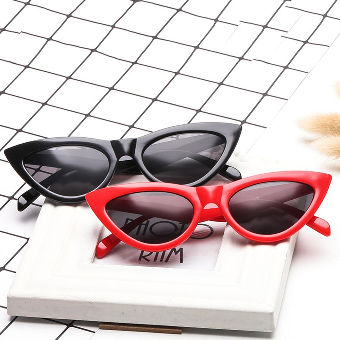 Riding Glasses Fishing Glasses Retro Vintage Cateye Sun Glasses for Women Black