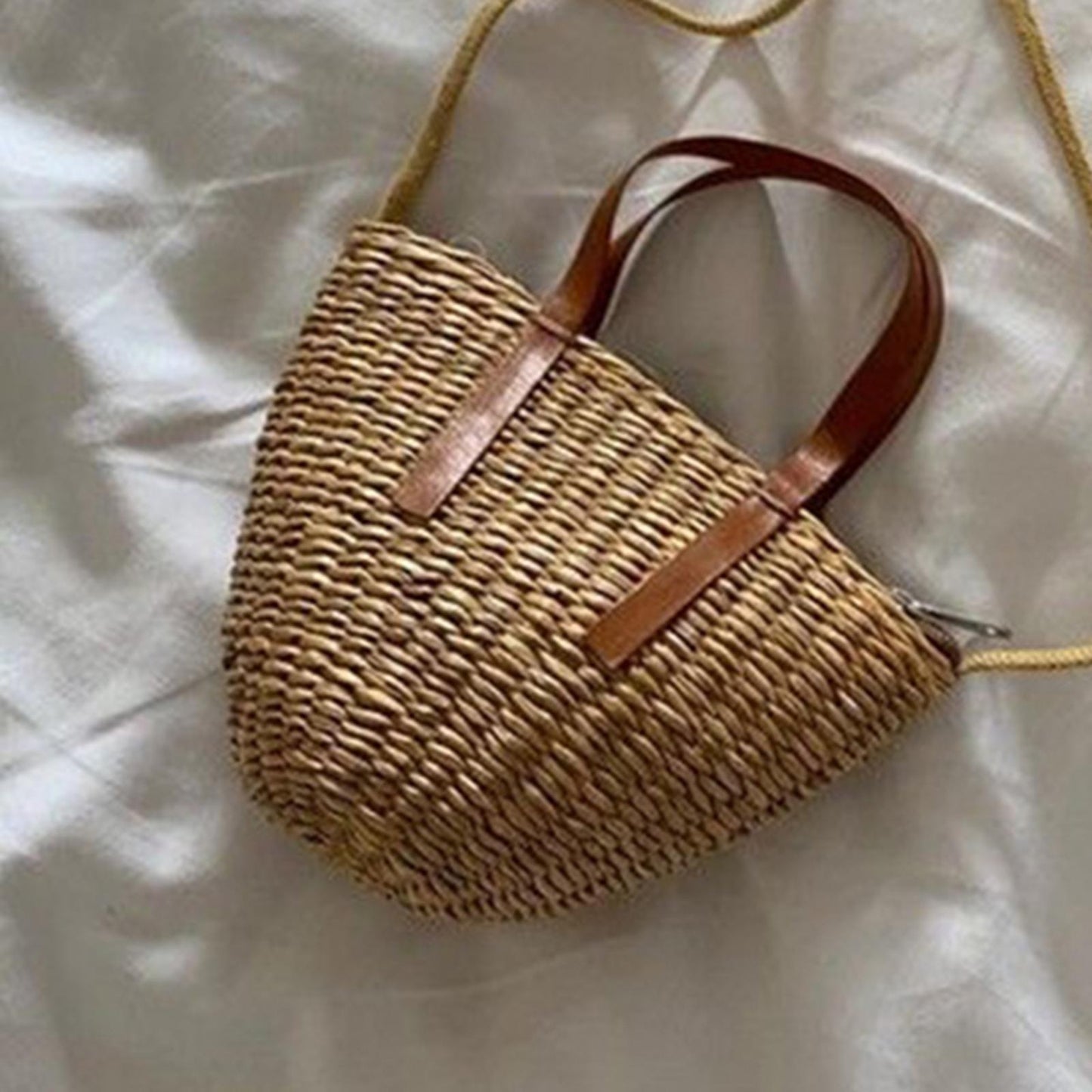 Bamboo Backpack with Lid and Shoulder Strap Handwoven Rattan Basket for Kids