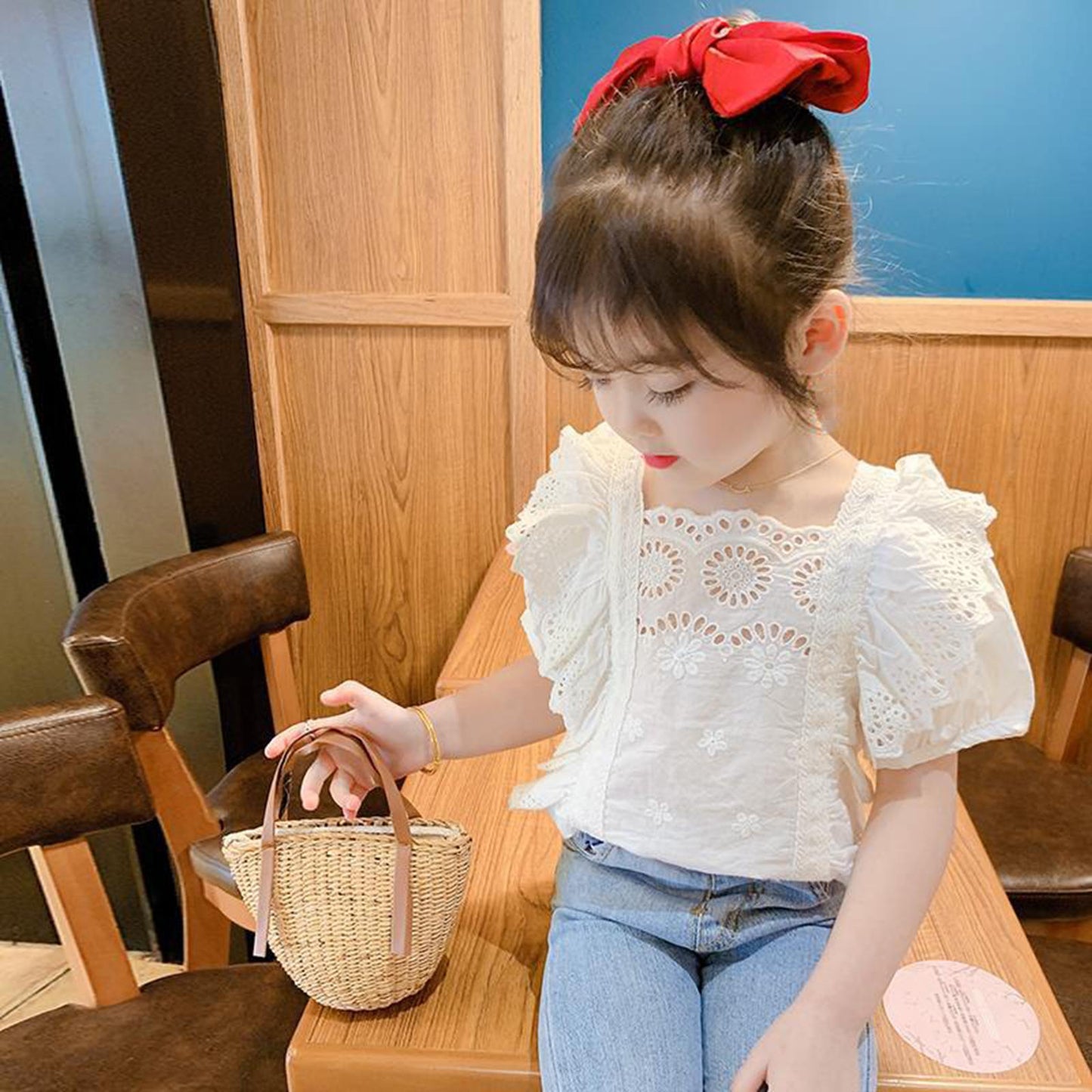 Bamboo Backpack with Lid and Shoulder Strap Handwoven Rattan Basket for Kids