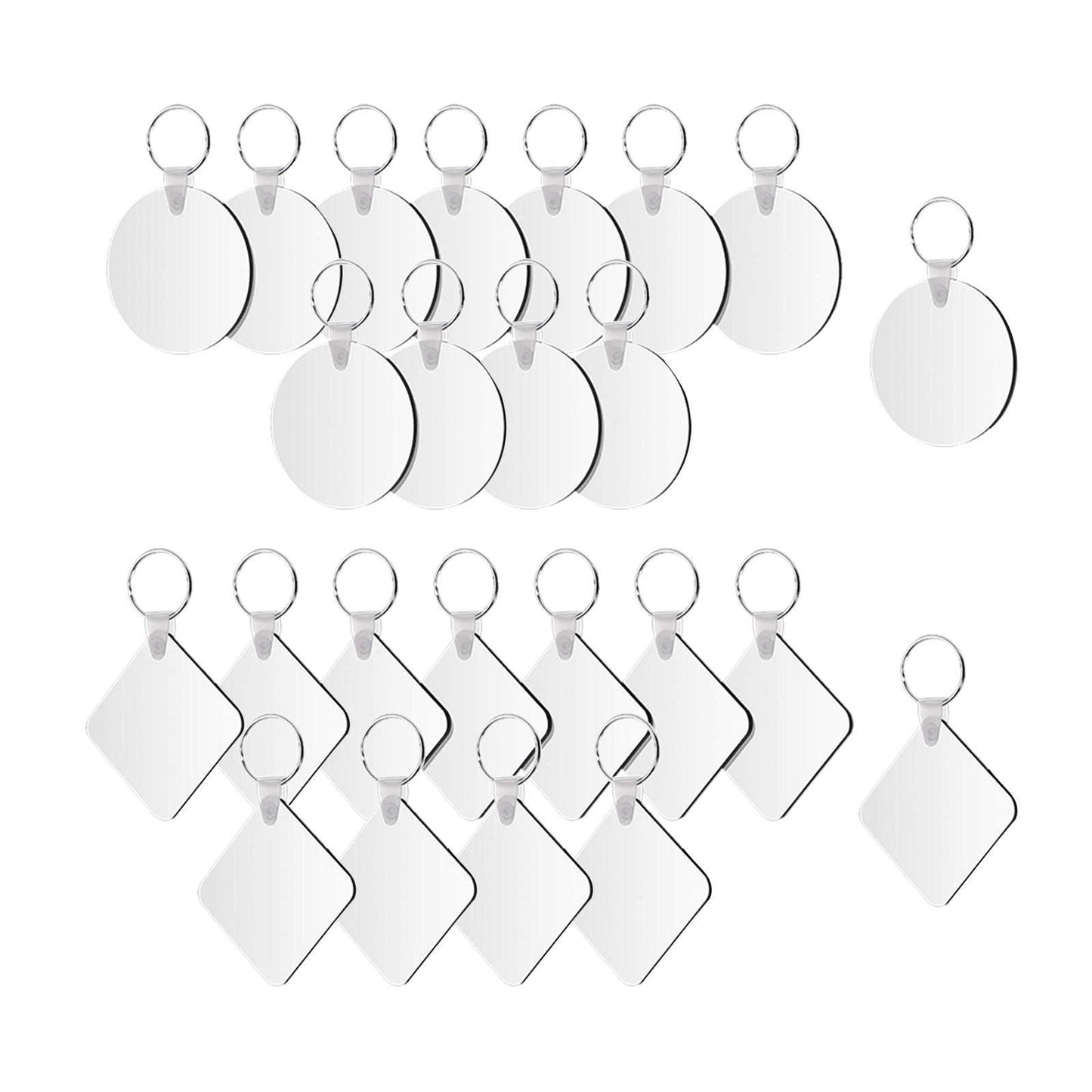 24Pcs DIY Blank Keychain with Key Rings Sublimation Heat Transfer Keychains