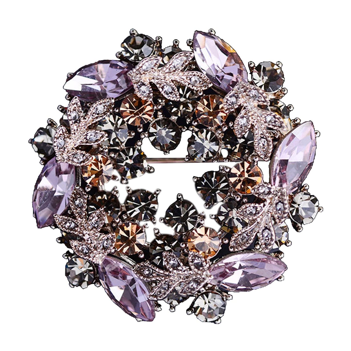Crystal Rhinestone Pearl Brooch Pin Wedding Women Jewelry Corsage Purple
