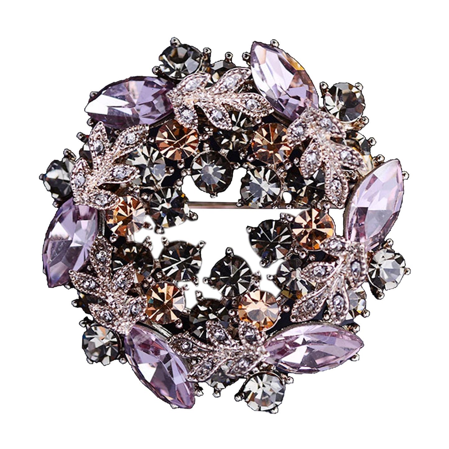 Crystal Rhinestone Pearl Brooch Pin Wedding Women Jewelry Corsage Purple