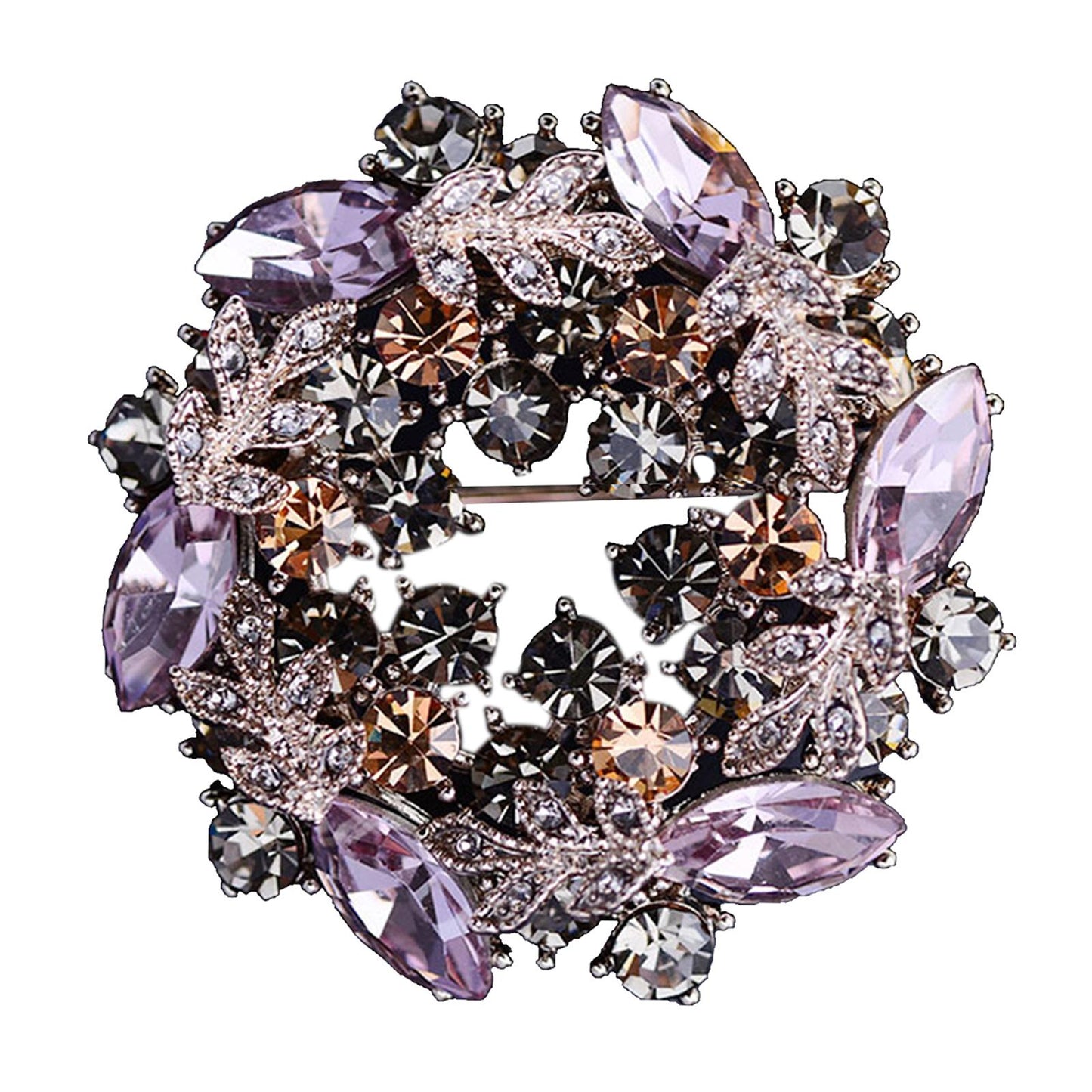 Crystal Rhinestone Pearl Brooch Pin Wedding Women Jewelry Corsage Purple