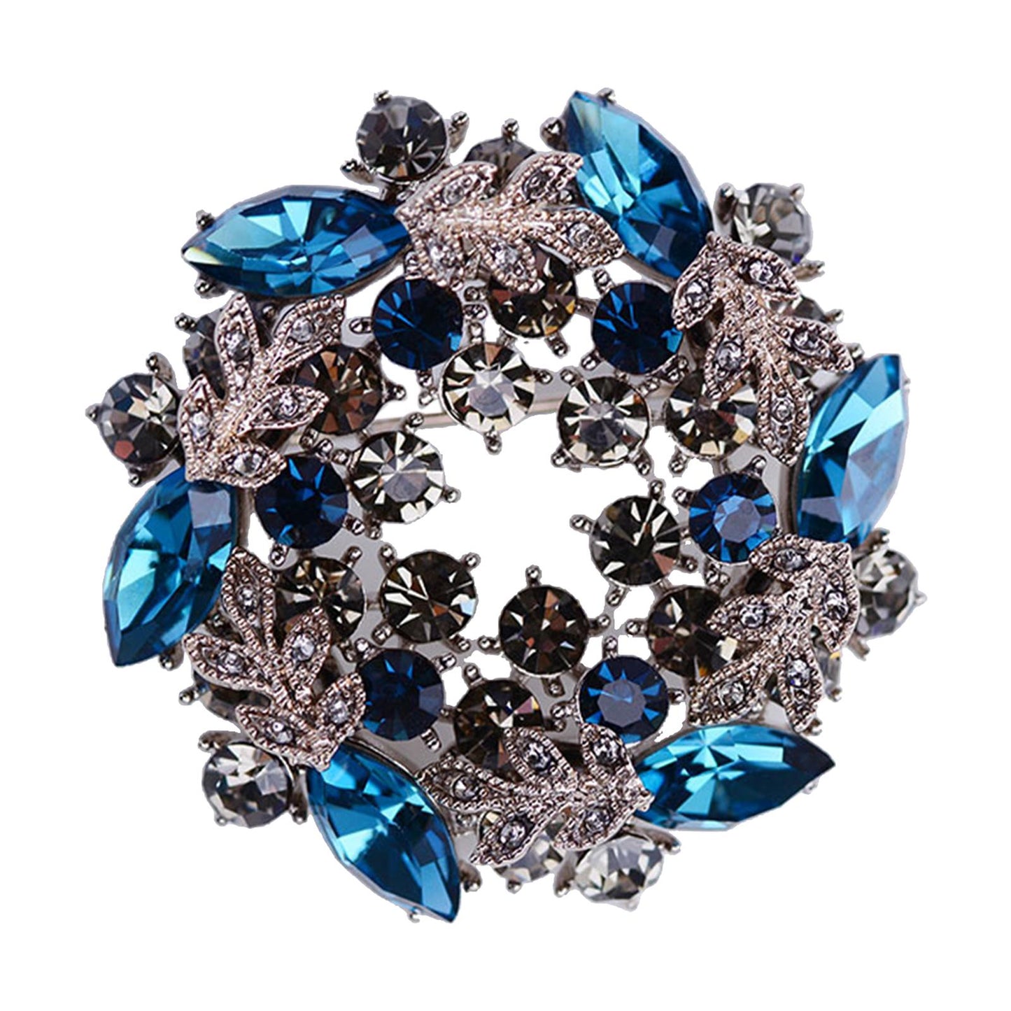 Crystal Rhinestone Pearl Brooch Pin Wedding Women Jewelry Corsage Blue