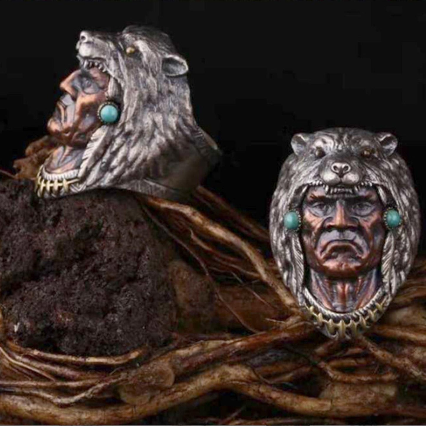 Vintage Style Werewolf Rings for Men Hip Hop Party Jewelry Punk Ring Gift 10