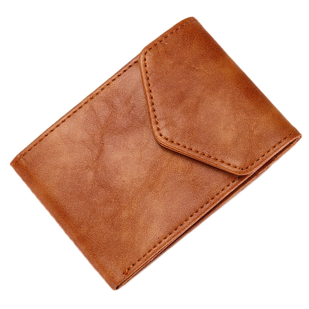 Men's PU Leather Cash Change Money Slim Blocking Bifold Wallet Light Brown