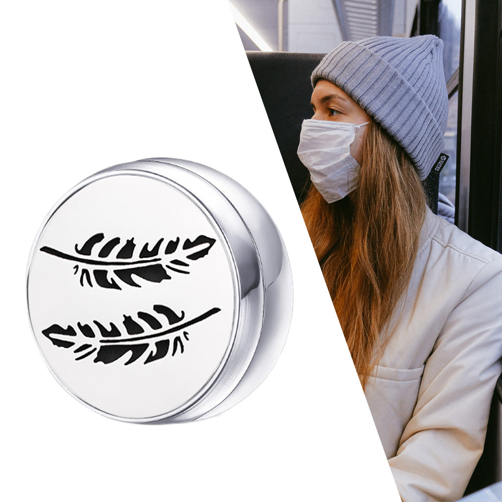 Stainless Steel Essential Oil Diffuser Locket Button for Face Mask Leaf