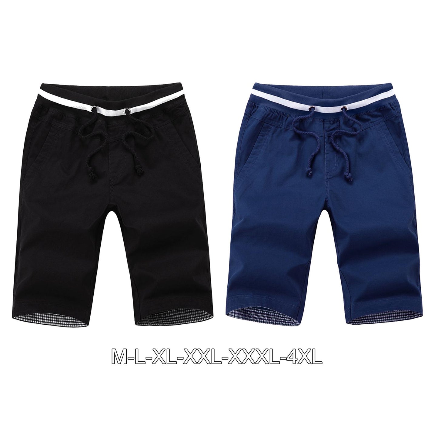 Men's Summer Shorts Cotton Joggers Classic Fit Pocket Pants Black M