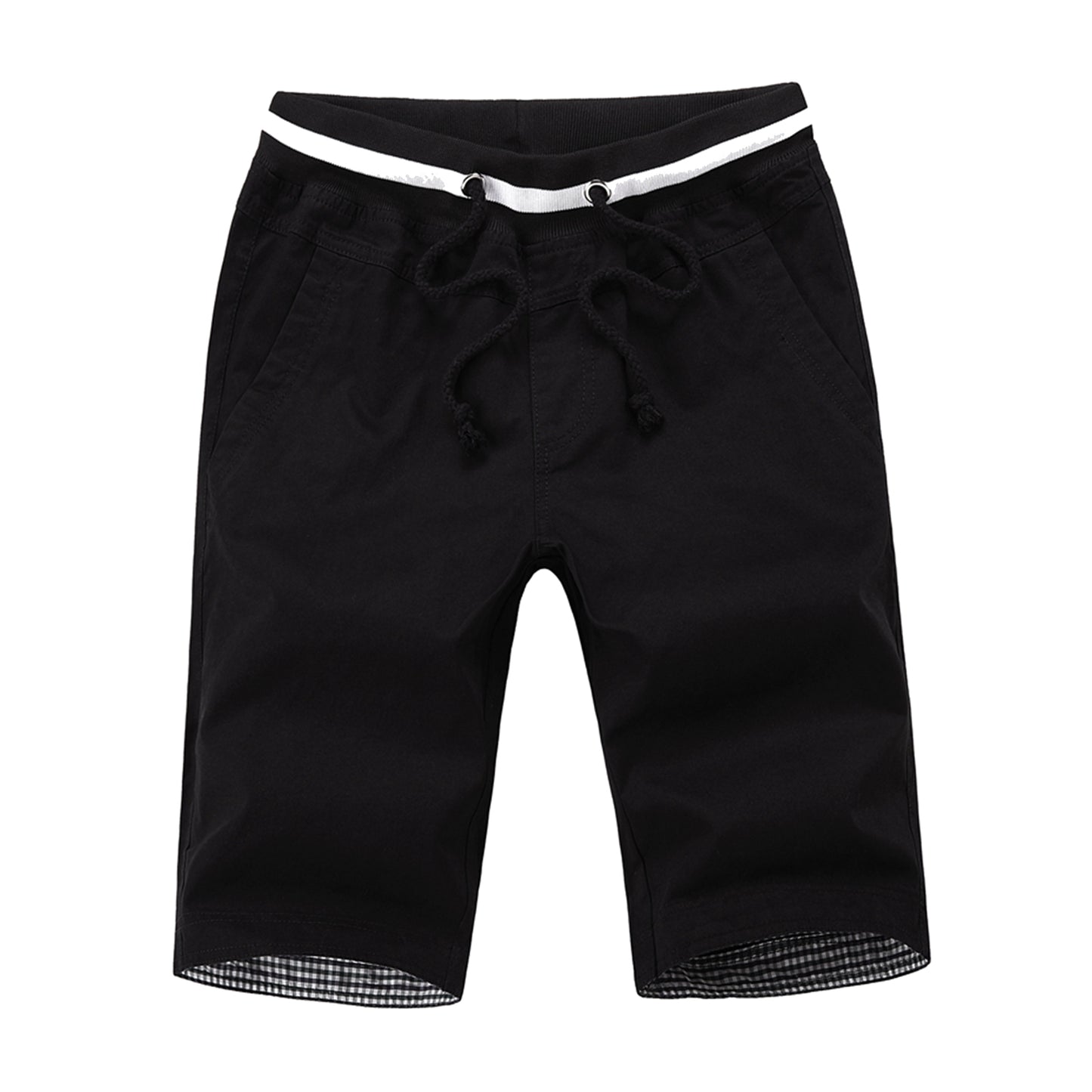 Men's Summer Shorts Cotton Joggers Classic Fit Pocket Pants Black L