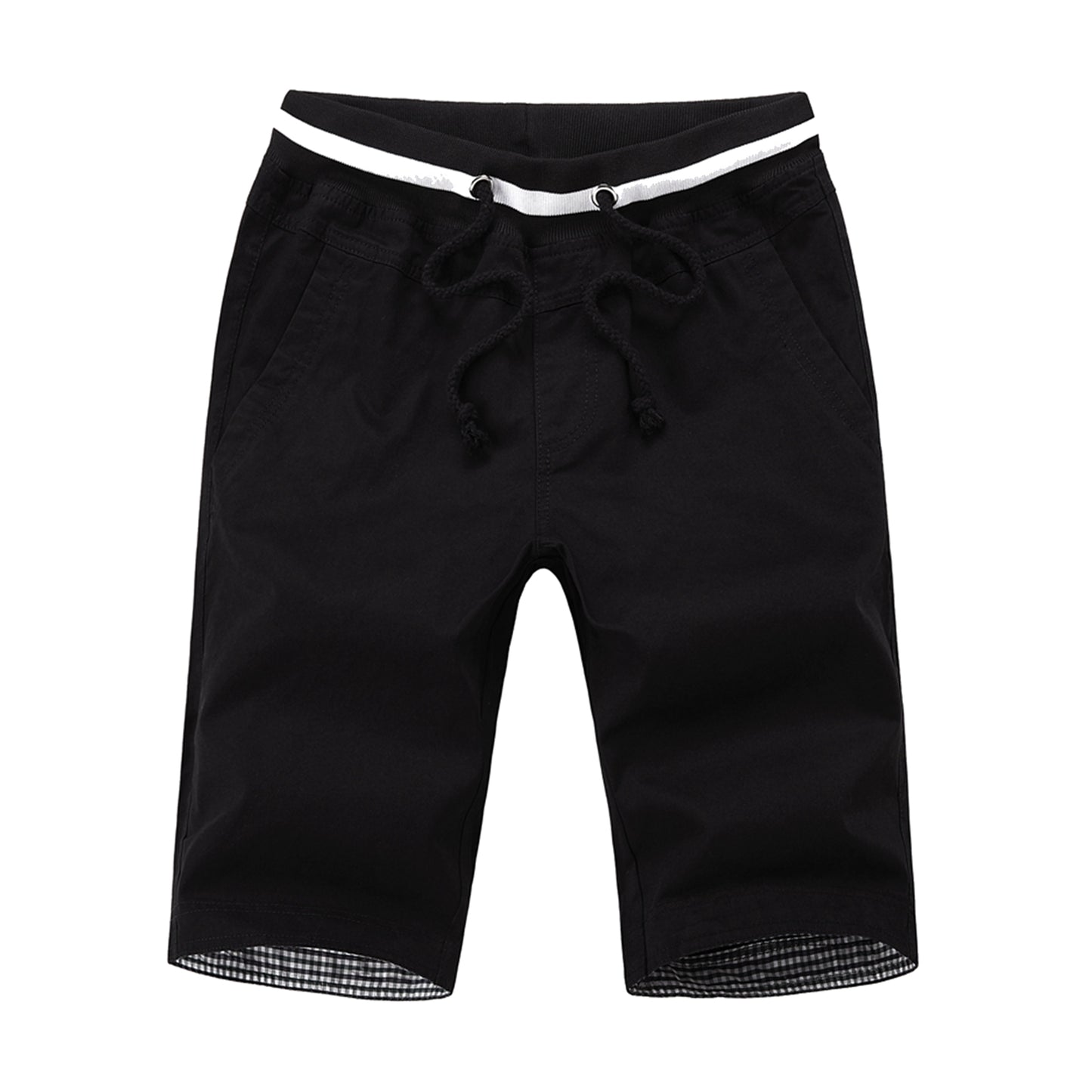 Men's Summer Shorts Cotton Joggers Classic Fit Pocket Pants Black L