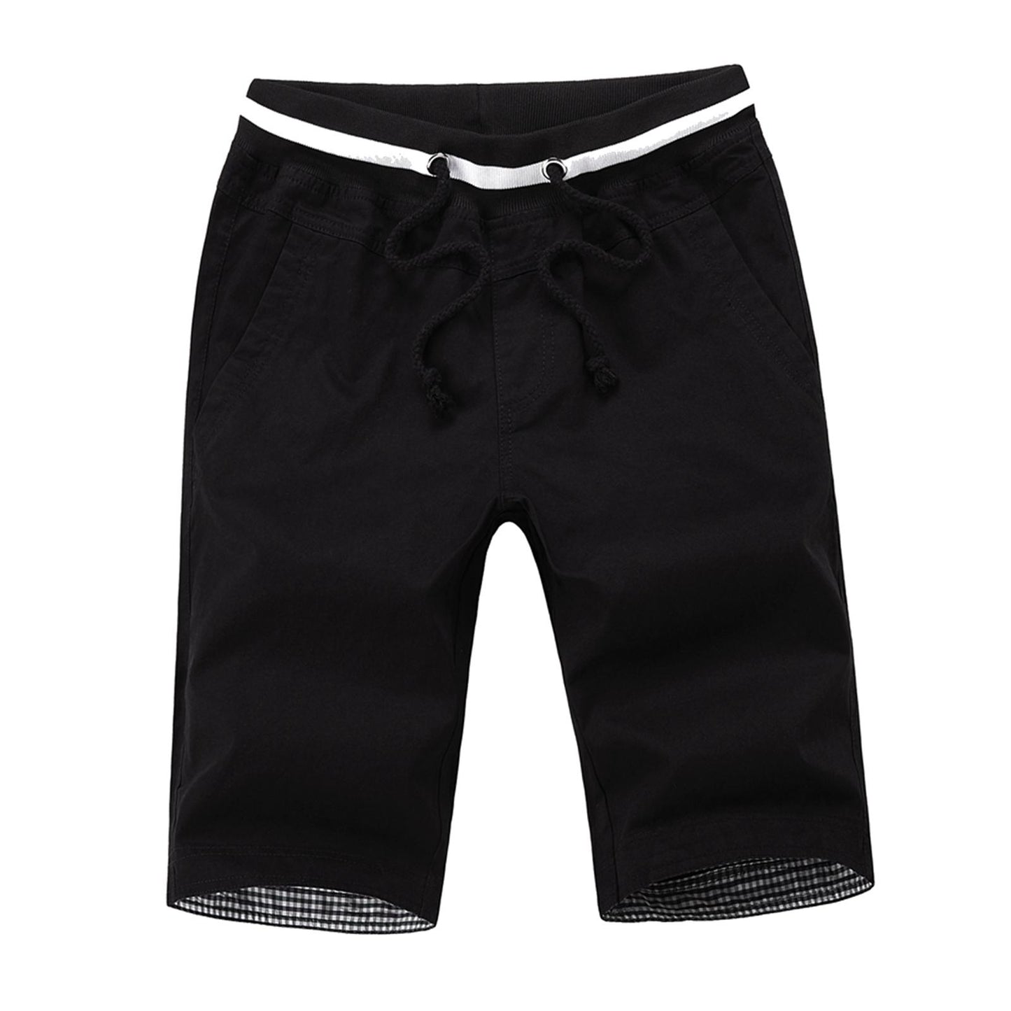 Men's Summer Shorts Cotton Joggers Classic Fit Pocket Pants Black XXL