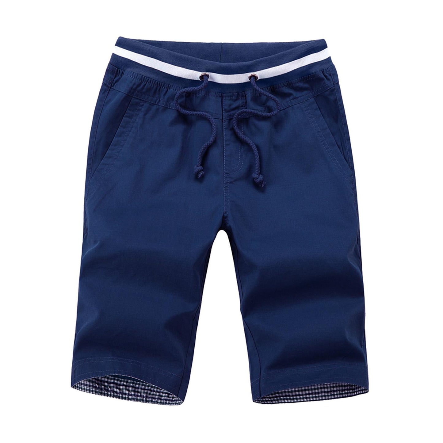 Men's Summer Shorts Cotton Joggers Classic Fit Pocket Pants Dark Blue M