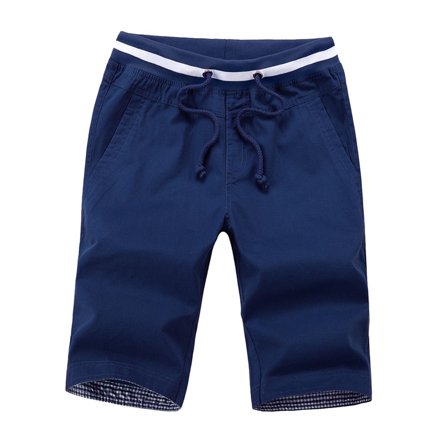Men's Summer Shorts Cotton Joggers Classic Fit Pocket Pants Dark Blue 3XL