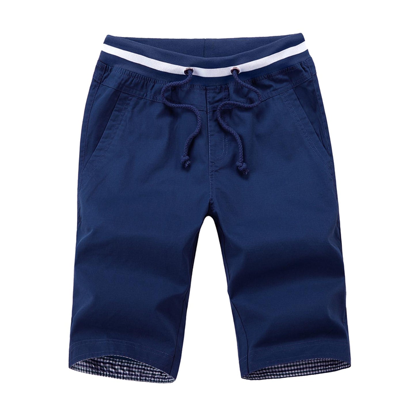 Men's Summer Shorts Cotton Joggers Classic Fit Pocket Pants Dark Blue 4XL