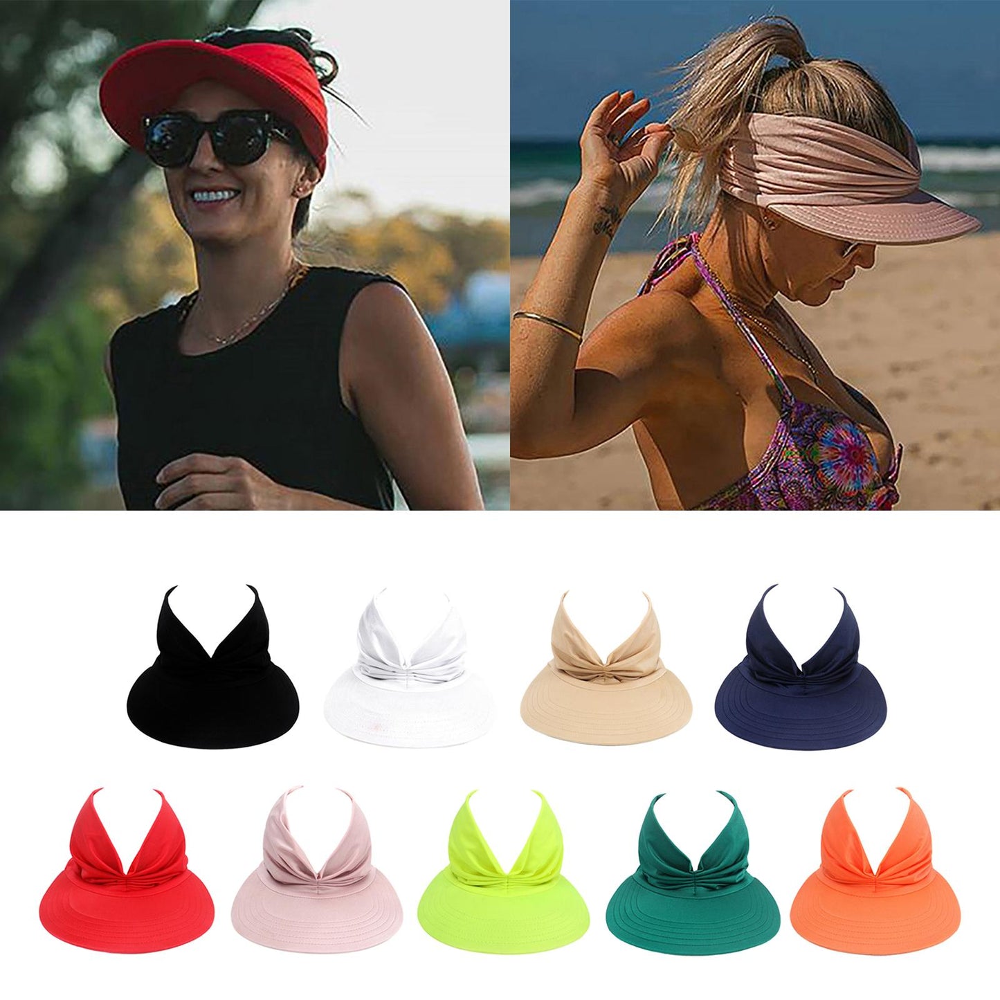 Hollow Top Summer Visor Outdoors Beach Hats for Women Girls Orange