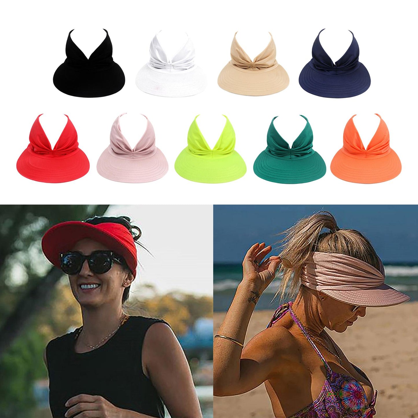 Hollow Top Summer Visor Outdoors Beach Hats for Women Girls Orange