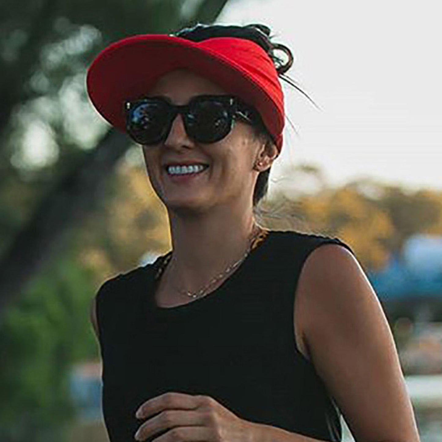 Hollow Top Summer Visor Outdoors Beach Hats for Women Girls Red