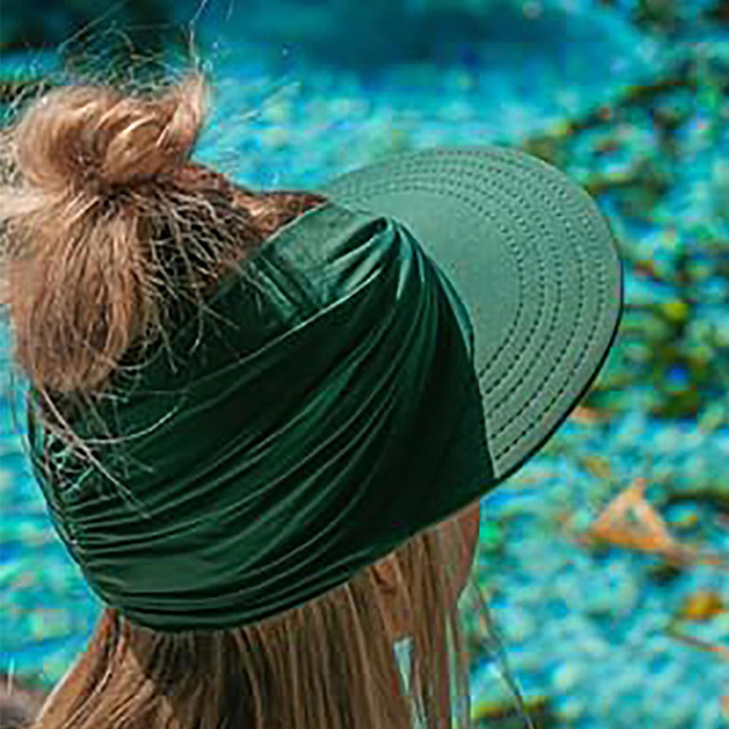 Hollow Top Summer Visor Outdoors Beach Hats for Women Girls Green