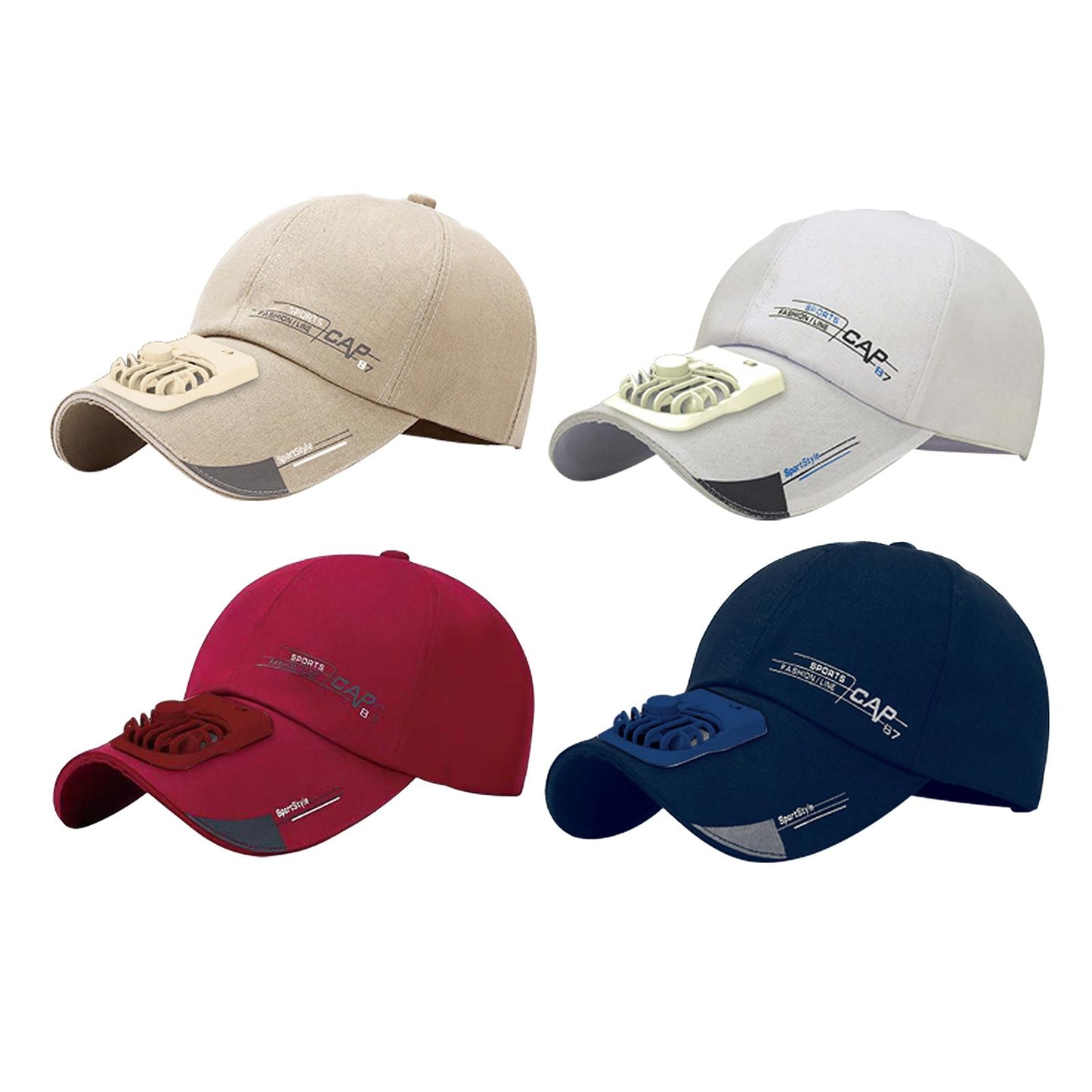 Outdoor Cooling Fan Hat Baseball Cap Sun Hat Outdoor Camping Blue