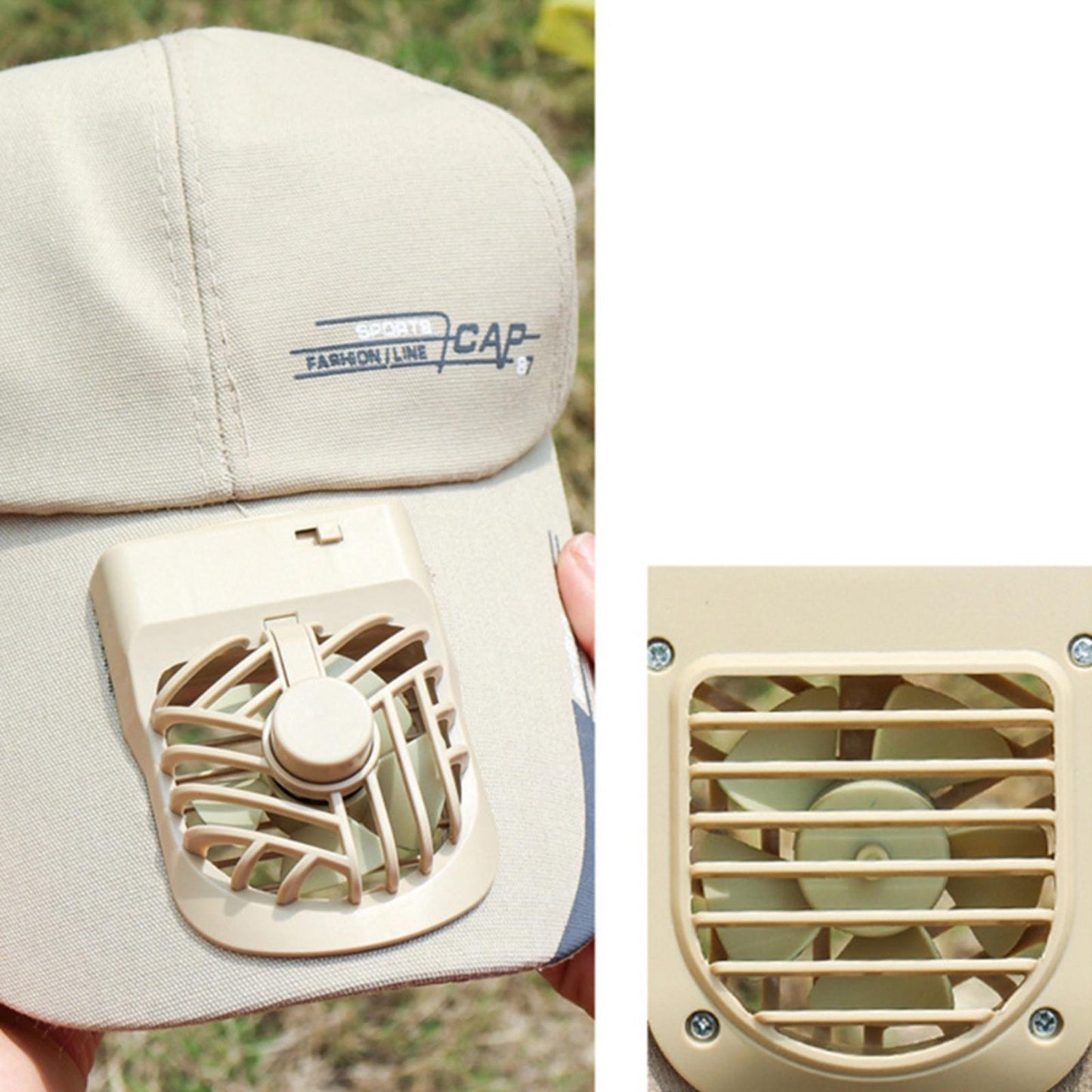 Outdoor Cooling Fan Hat Baseball Cap Sun Hat Outdoor Camping Light khaki