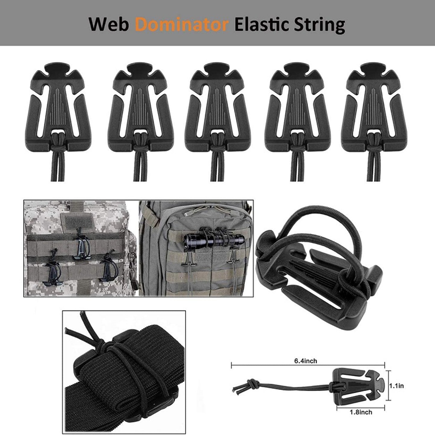 30Pieces Attachments for Molle Backpack Tactical Vest Gear Clip MOD Strap