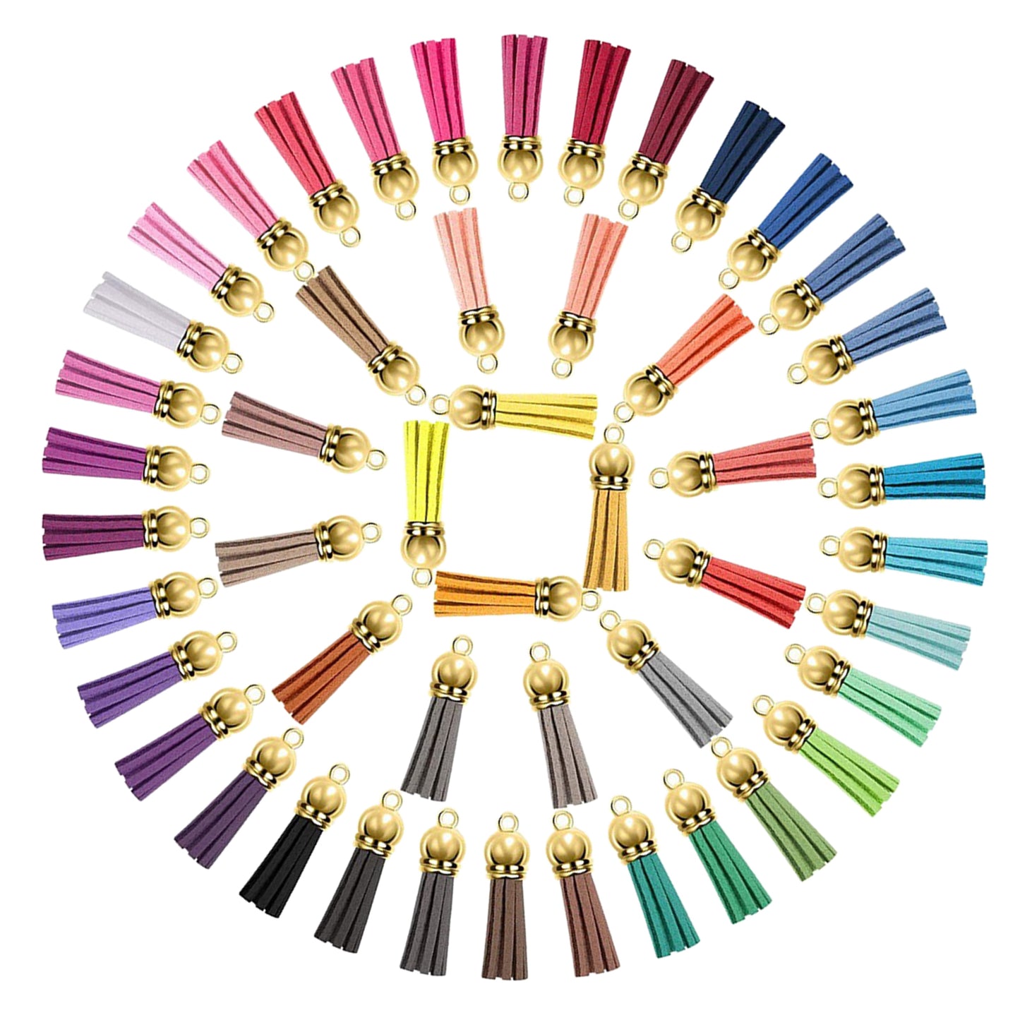 200 Multi-Color Faux Leather Suede Tassel Pendants Charm DIY Keychain Crafts