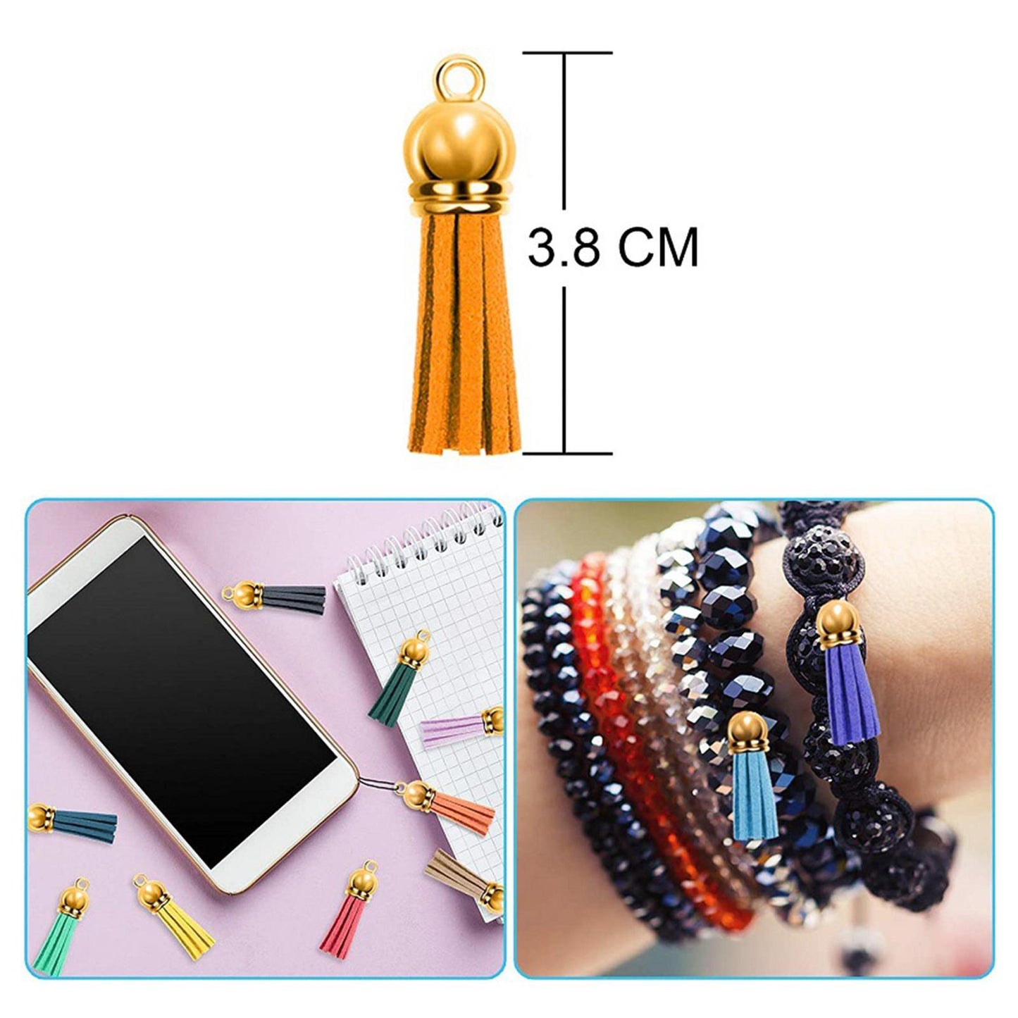 200Pcs Multicolor Tassel Keychain Blanks Charms Bulk for DIY Projects Crafts
