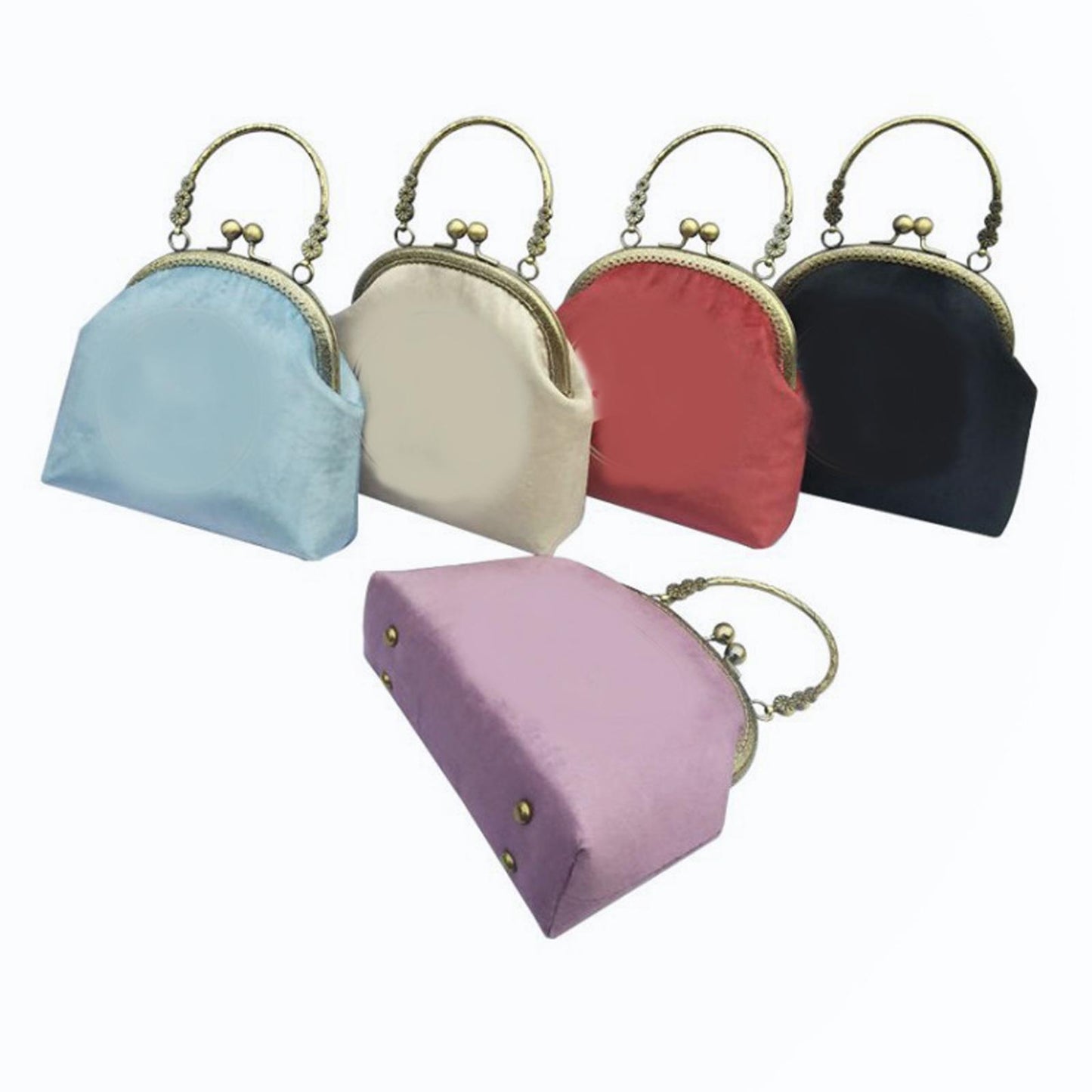 Metal Purse Frame with Handle Kiss Clasp Lock DIY Bag Making 3 Flowers