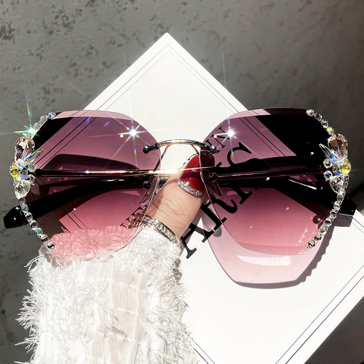 Fashion Vintage Oversized Sunglasses Women Gradient Eyewear Glasses Purple
