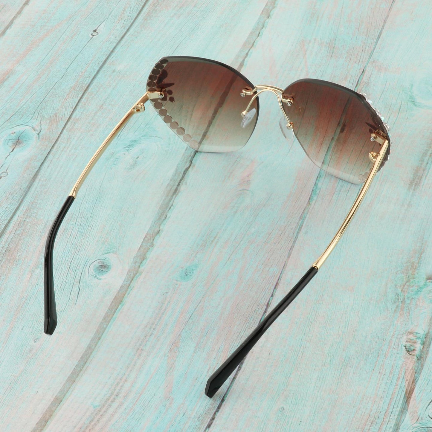 Fashion Vintage Oversized Sunglasses Women Gradient Eyewear Glasses Brown