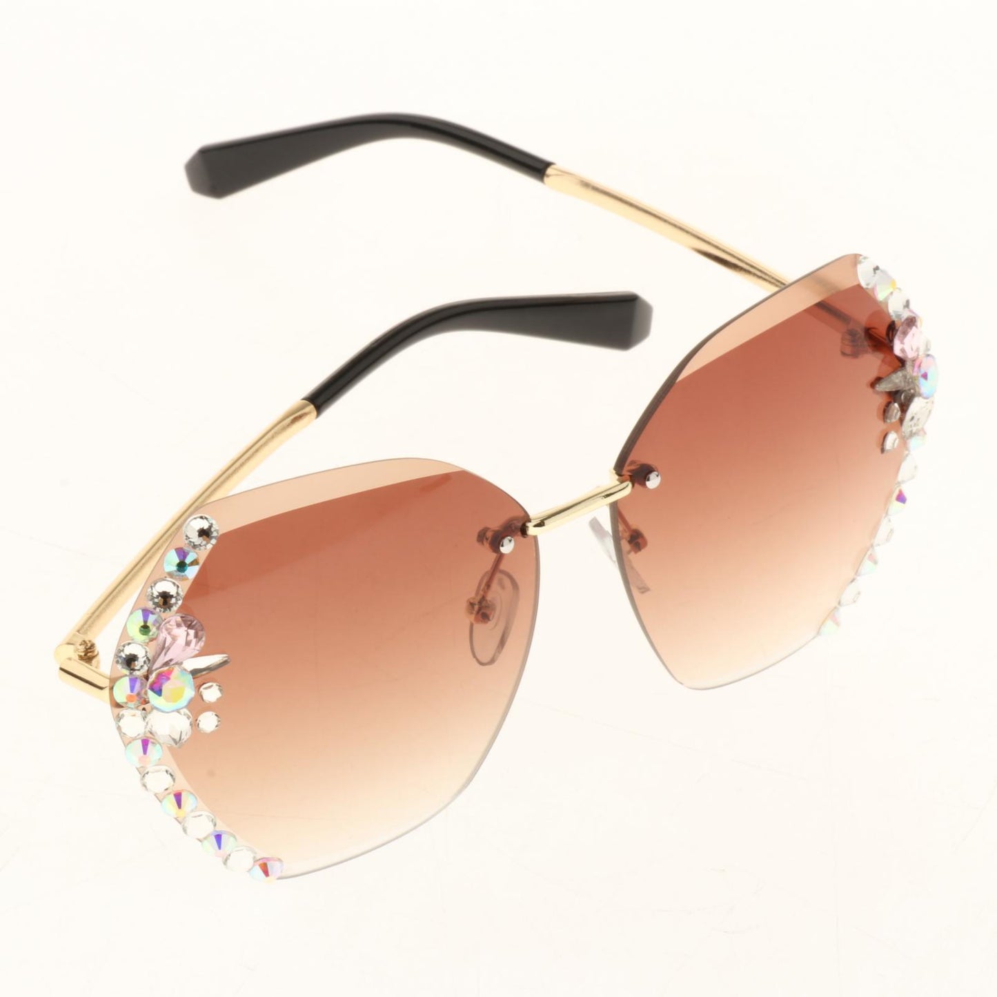 Fashion Vintage Oversized Sunglasses Women Gradient Eyewear Glasses Brown