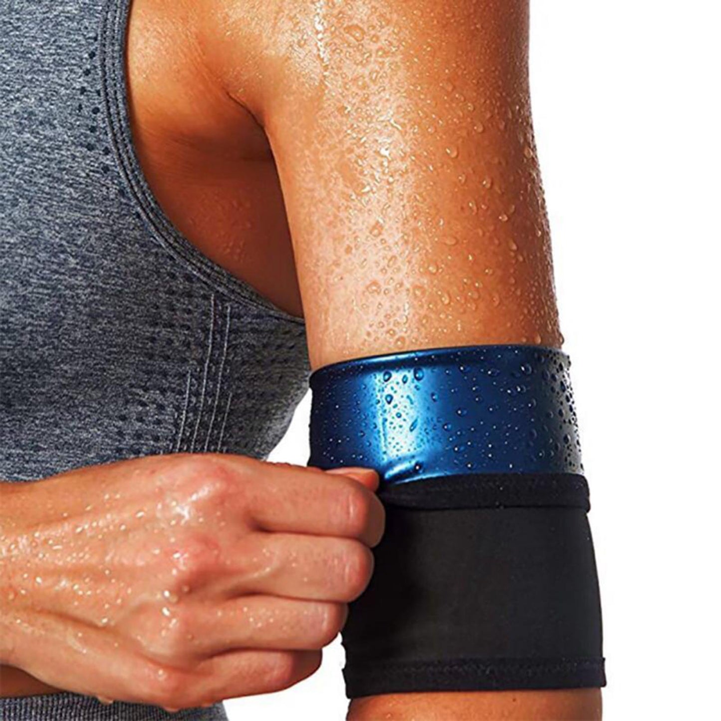 2 Pack Sauna Arm Trimmer Sweat Wrap Bands Weight Loss Slimmer PU blue