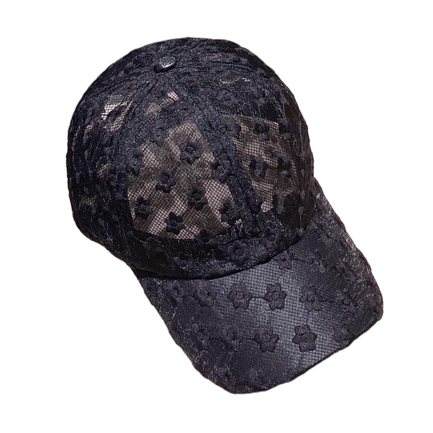 Women Lace Baseball Cap Girls Mesh Snapback Hip Hop Sun Hat Adjustable Black