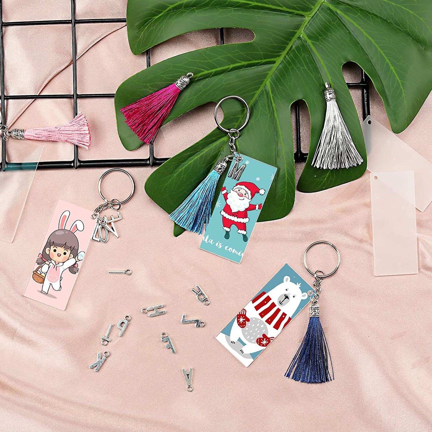 Keychain Tassels Blanks and Keychain Alphabet for DIY Projects Keychain
