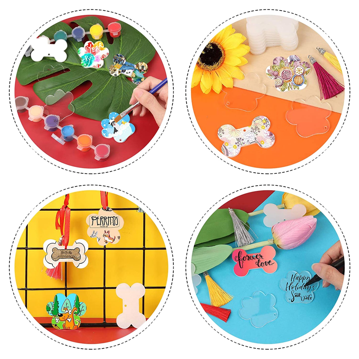 Acrylic Keychain Blanks Making Tassels Kit Bulk 120pcs Vinyl Ornaments Gifts