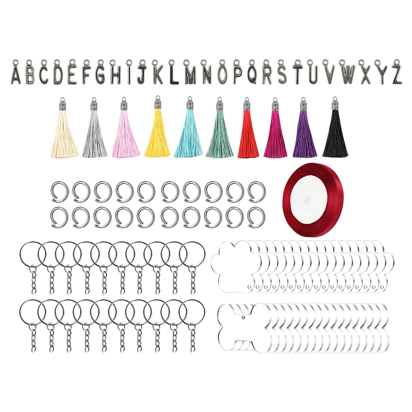 Acrylic Keychain Blanks Making Tassels Kit Bulk 120pcs Vinyl Ornaments Gifts