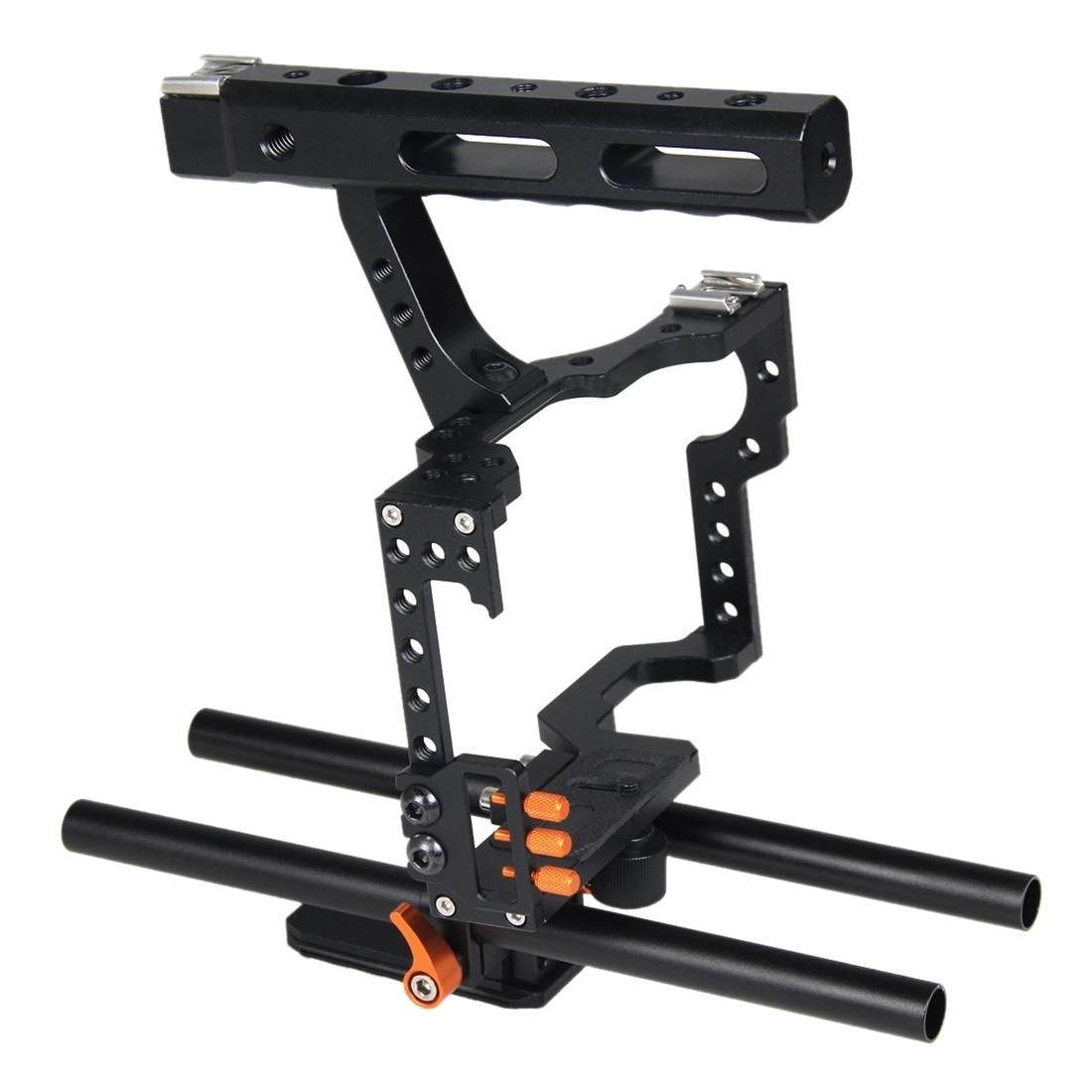 PULUZ Camera Cage Handle Stabilizer for Sony A7 & A7S & A7R, A7R II & A7S II, A7RIII & A7 III, Panasonic Lumix DMC-GH4 (Red)