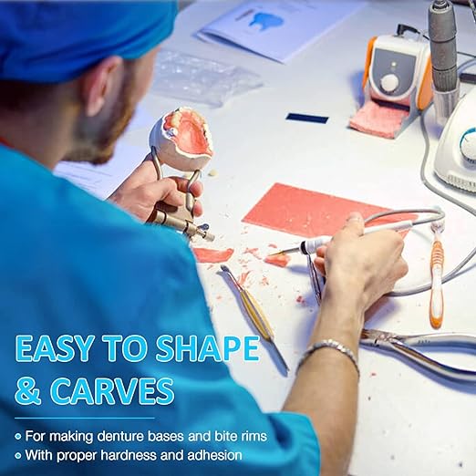 UNIQKART Dental Lab Base Plate Wax Orthodontic Base Plate Red Utility Wax Sheets Dental Supply