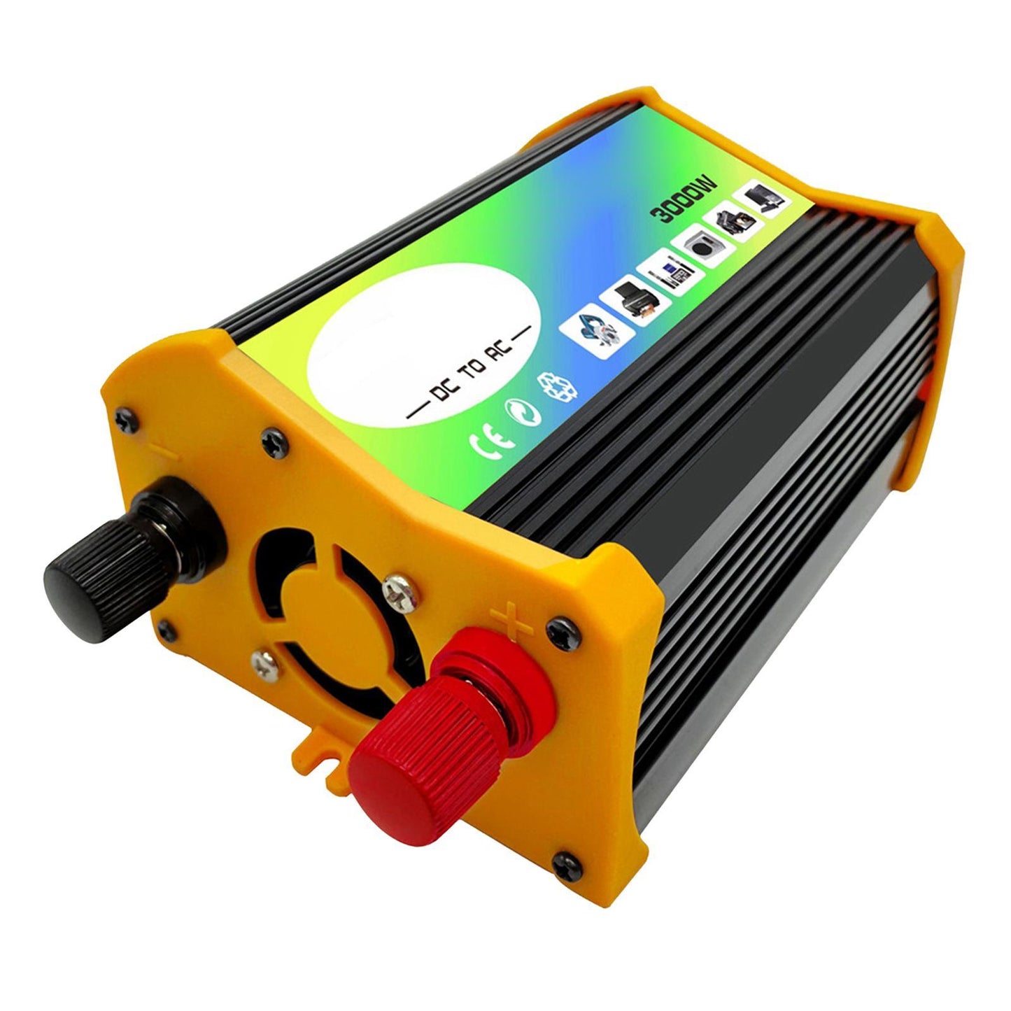 300W DC 12V to AC Inverter with 2 USB Charging Ports for Camping Outdoor Black 220V A