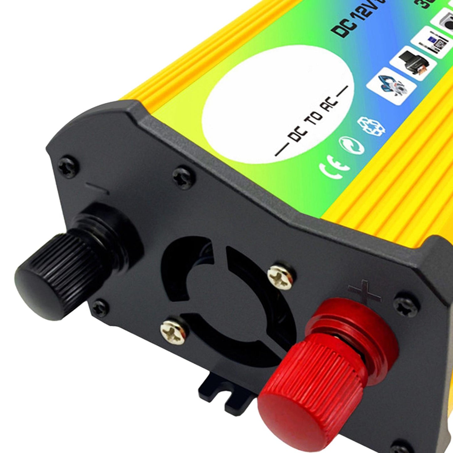 300W DC 12V to AC Inverter with 2 USB Charging Ports for Camping Outdoor Yellow 220V B