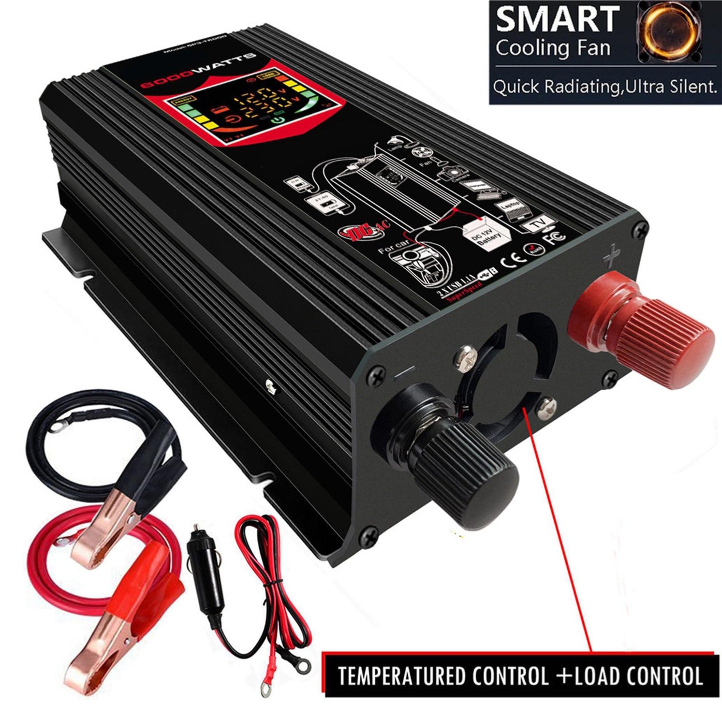 DC 12V to AC 110V/220V Power Inverter Charger Power Supply Black 220V A