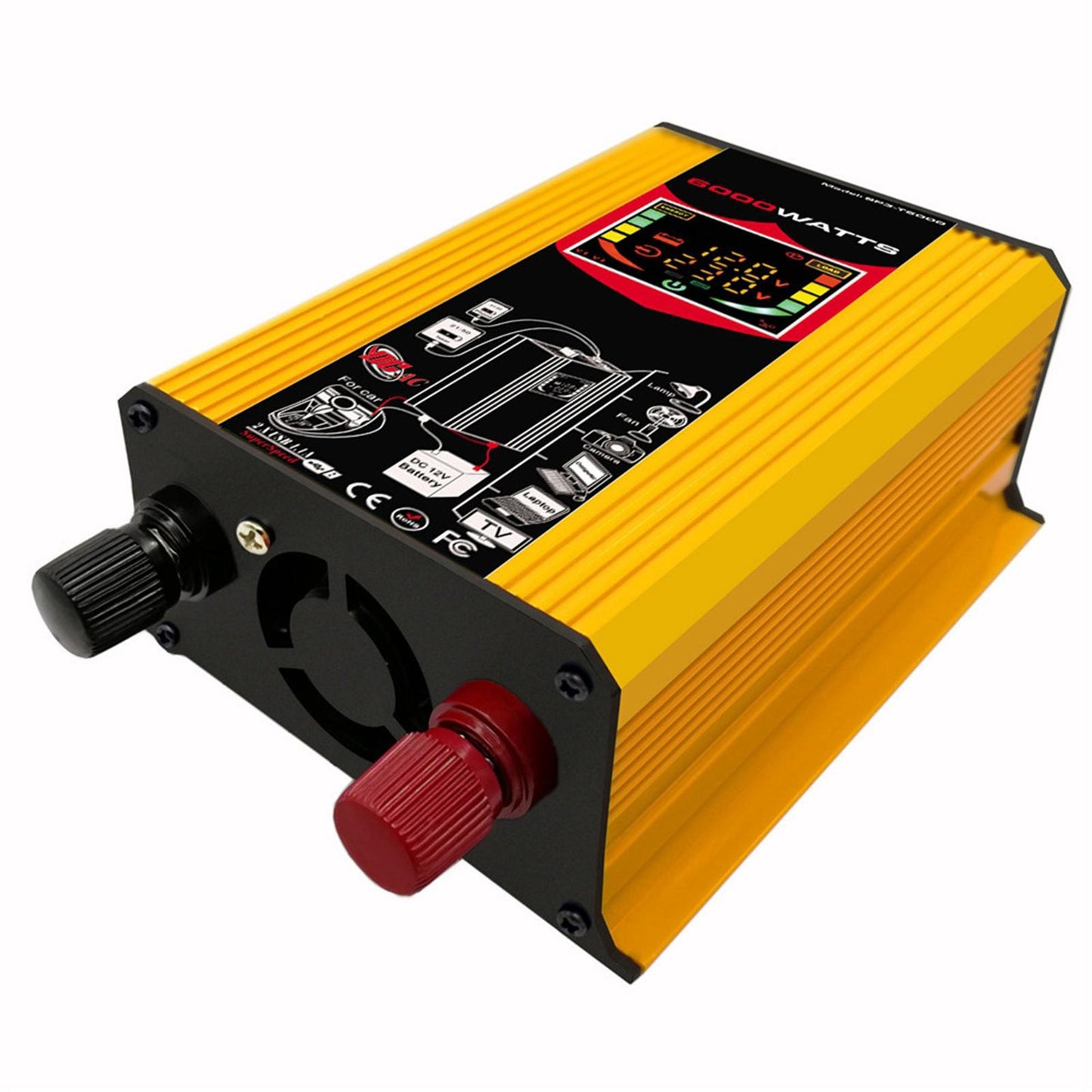 DC 12V to AC 110V/220V Power Inverter Charger Power Supply Yellow 220V A