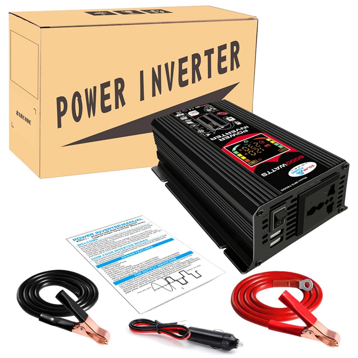 DC 12V to AC 110V/220V Power Inverter Charger Power Supply Black 220V B