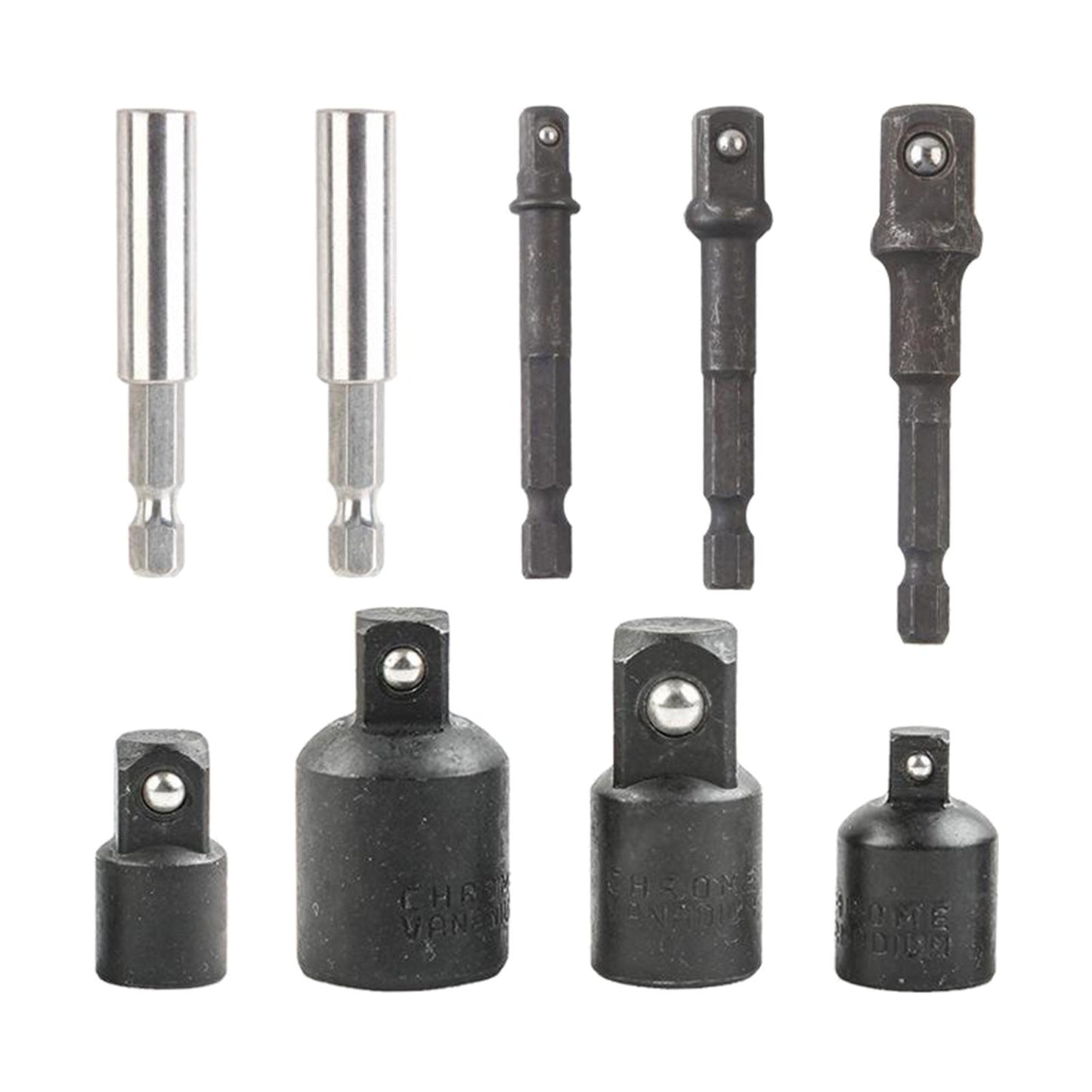 9Pcs Hex Drill Socket Adapter Reducer Extension Kit Hand Tool for Machinist