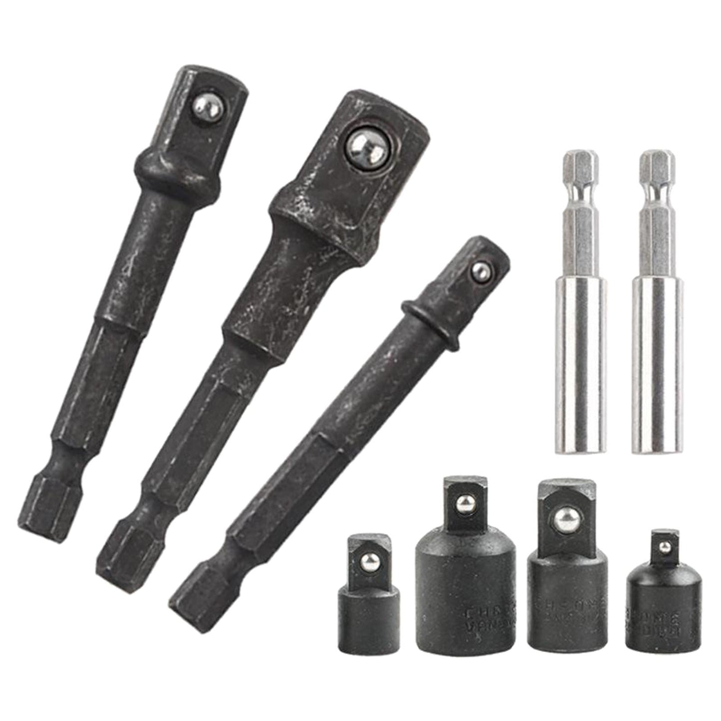9Pcs Hex Drill Socket Adapter Reducer Extension Kit Hand Tool for Machinist