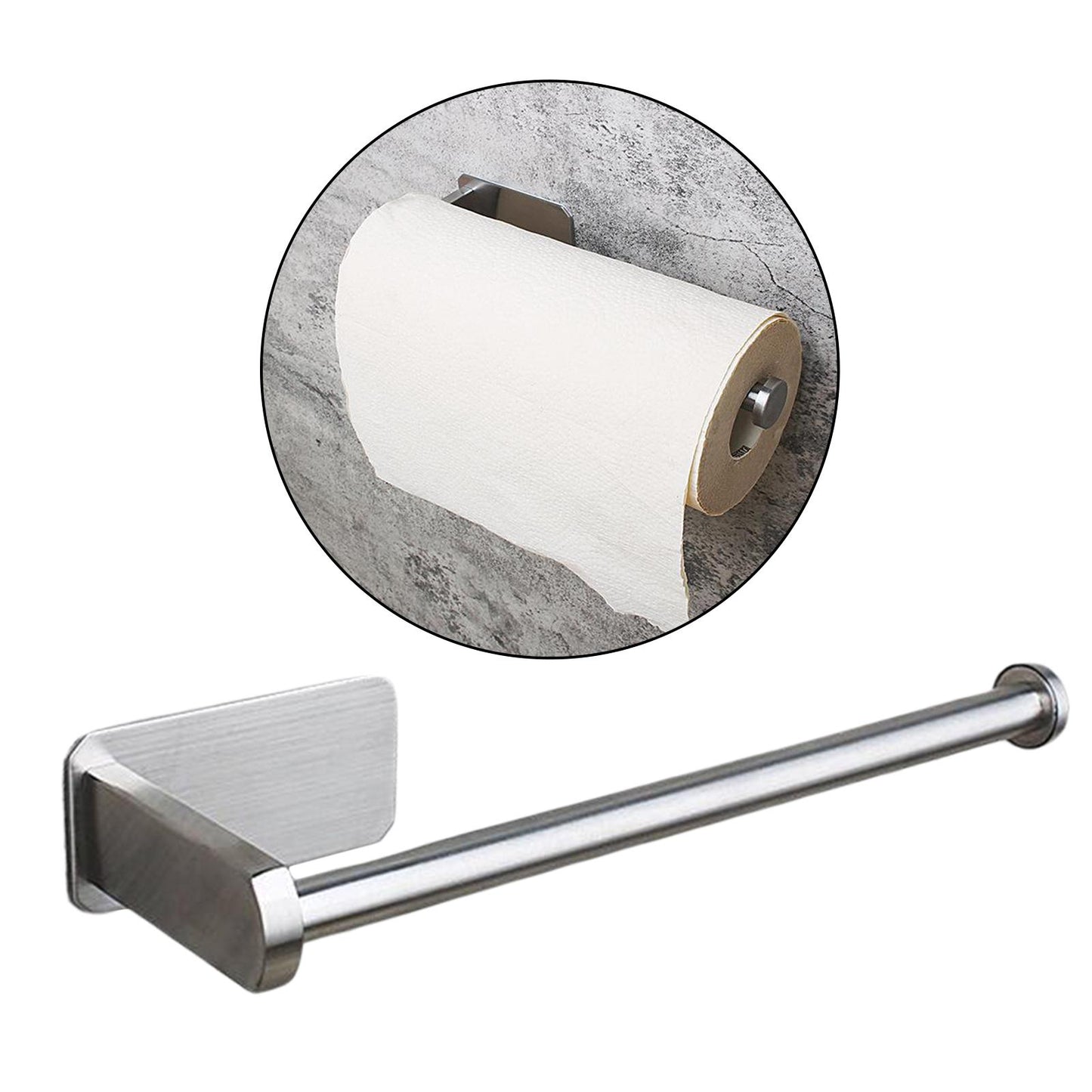 Adhesive Stainless Steel Bathroom Toilet Paper Roll Holder Medium Silver