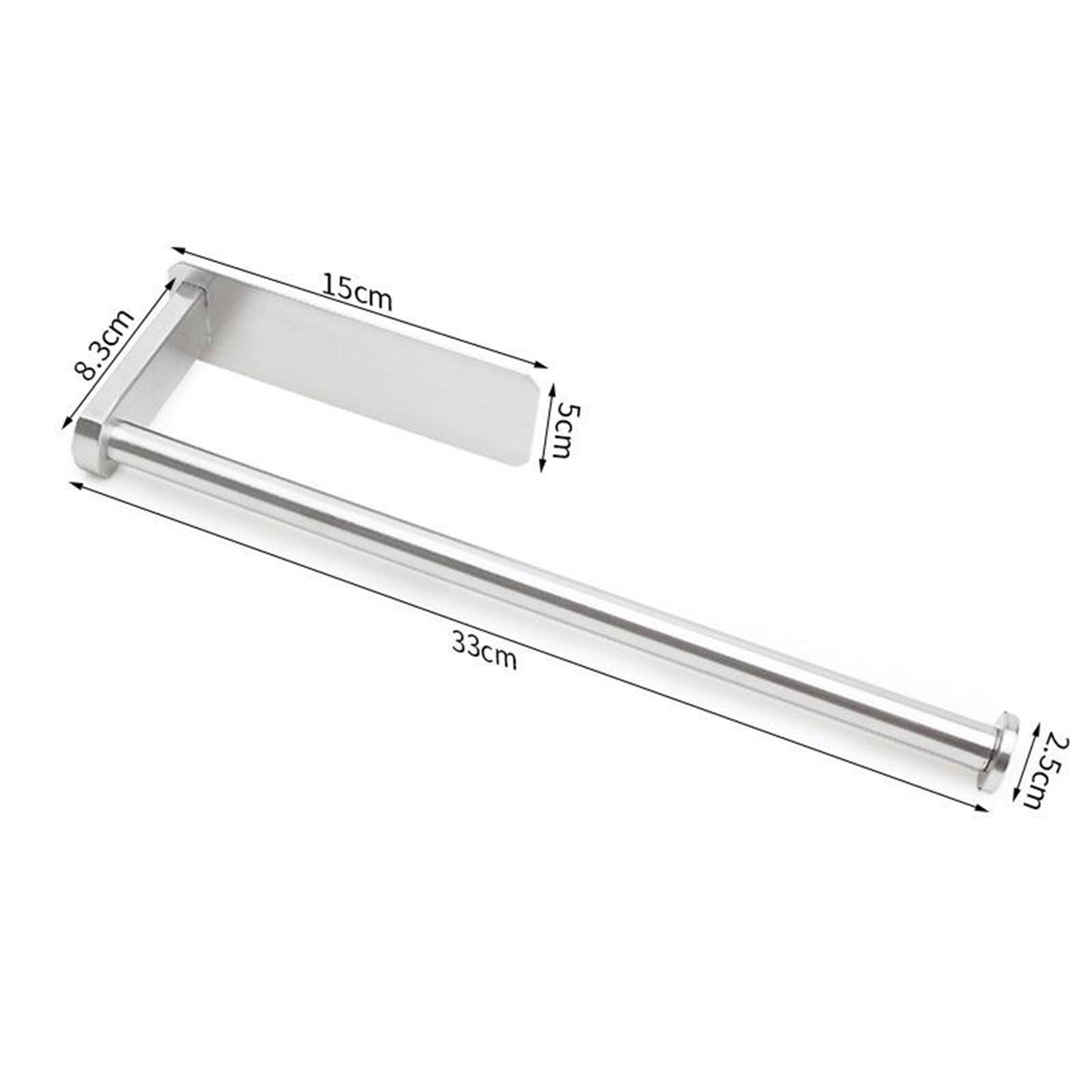 Adhesive Stainless Steel Bathroom Toilet Paper Roll Holder Long Silver